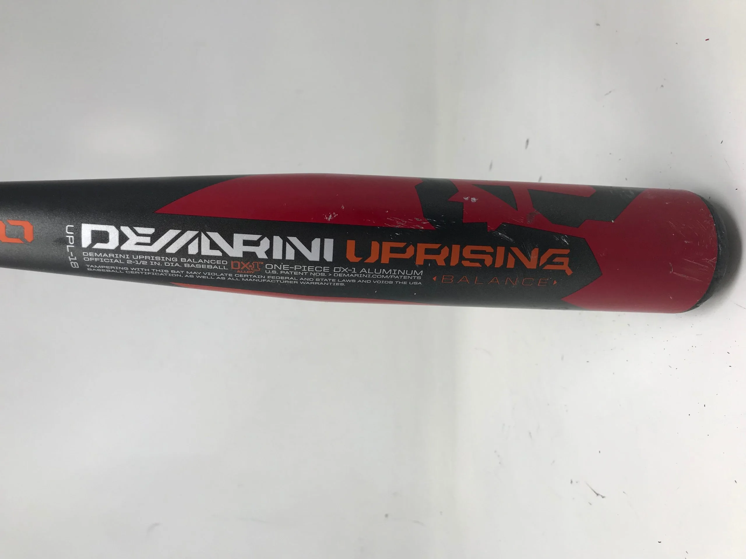Used DeMarini UPL-18 Uprising 27/17 Little League Baseball Bat 2 1/2" Blk/Org 1 Used DeMarini UPL-18 Uprising 27/17 Little League Baseball Bat 2 1/2" Blk/Org