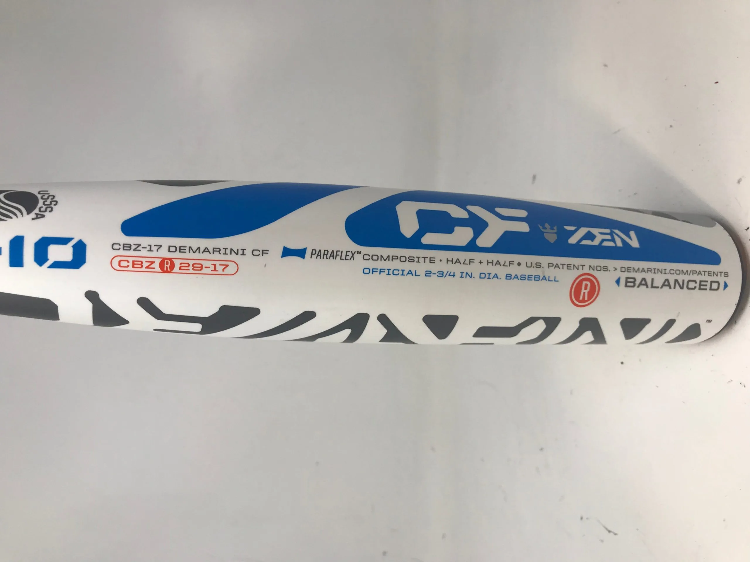 Used1 RETOOLED! DeMarini Zen Zero White CBZR-17 29/19 Senior Baseball Bat 2 3/4" 1 Used1 RETOOLED! DeMarini Zen Zero White CBZR-17 29/19 Senior Baseball Bat 2 3/4"