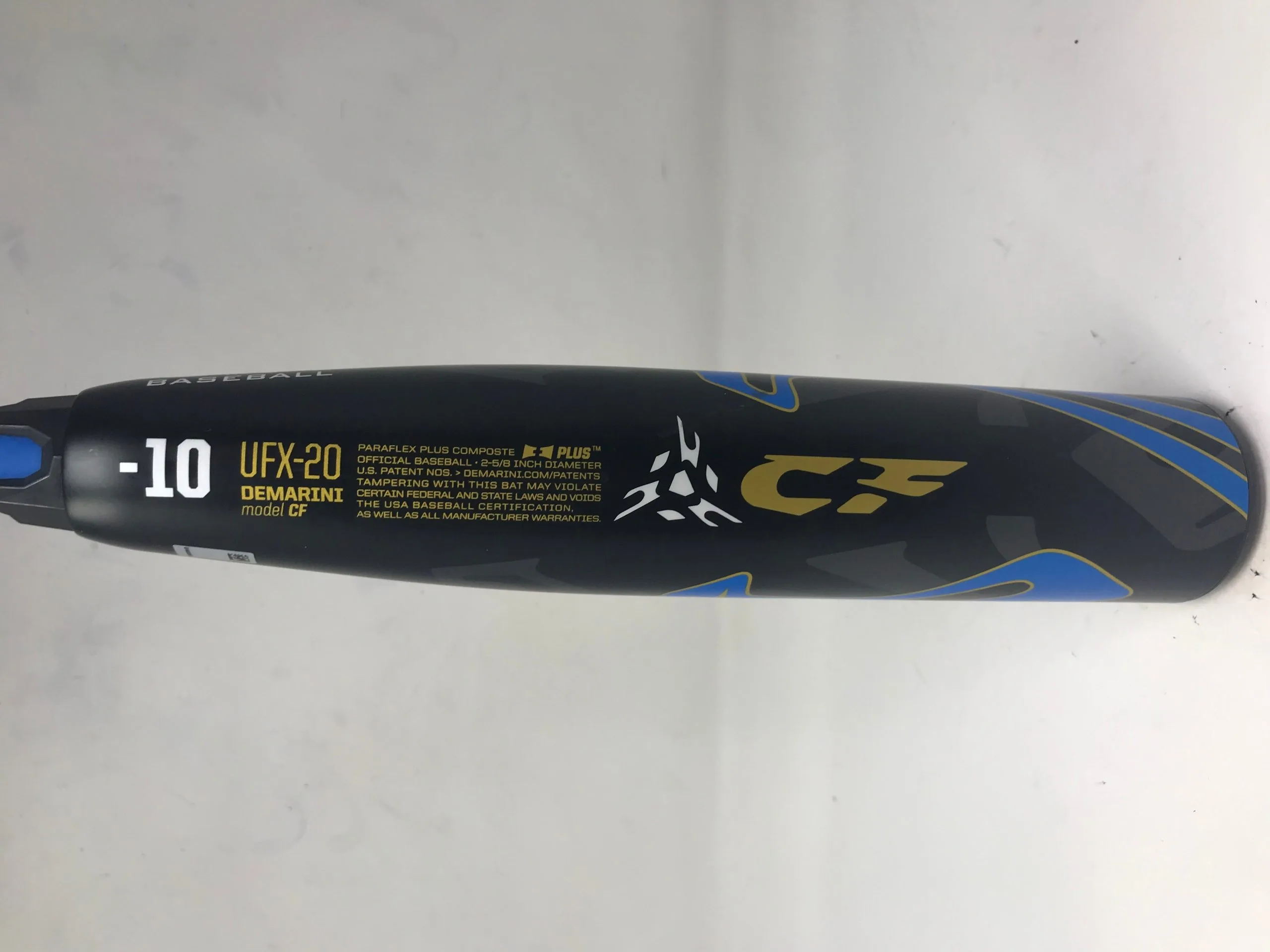 Used DeMarini CF Zen 30/20 UFX-20 USA Baseball Bat 2 5/8" Black/Blue 2020 2 Used DeMarini CF Zen 30/20 UFX-20 USA Baseball Bat 2 5/8" Black/Blue 2020 - Image 2
