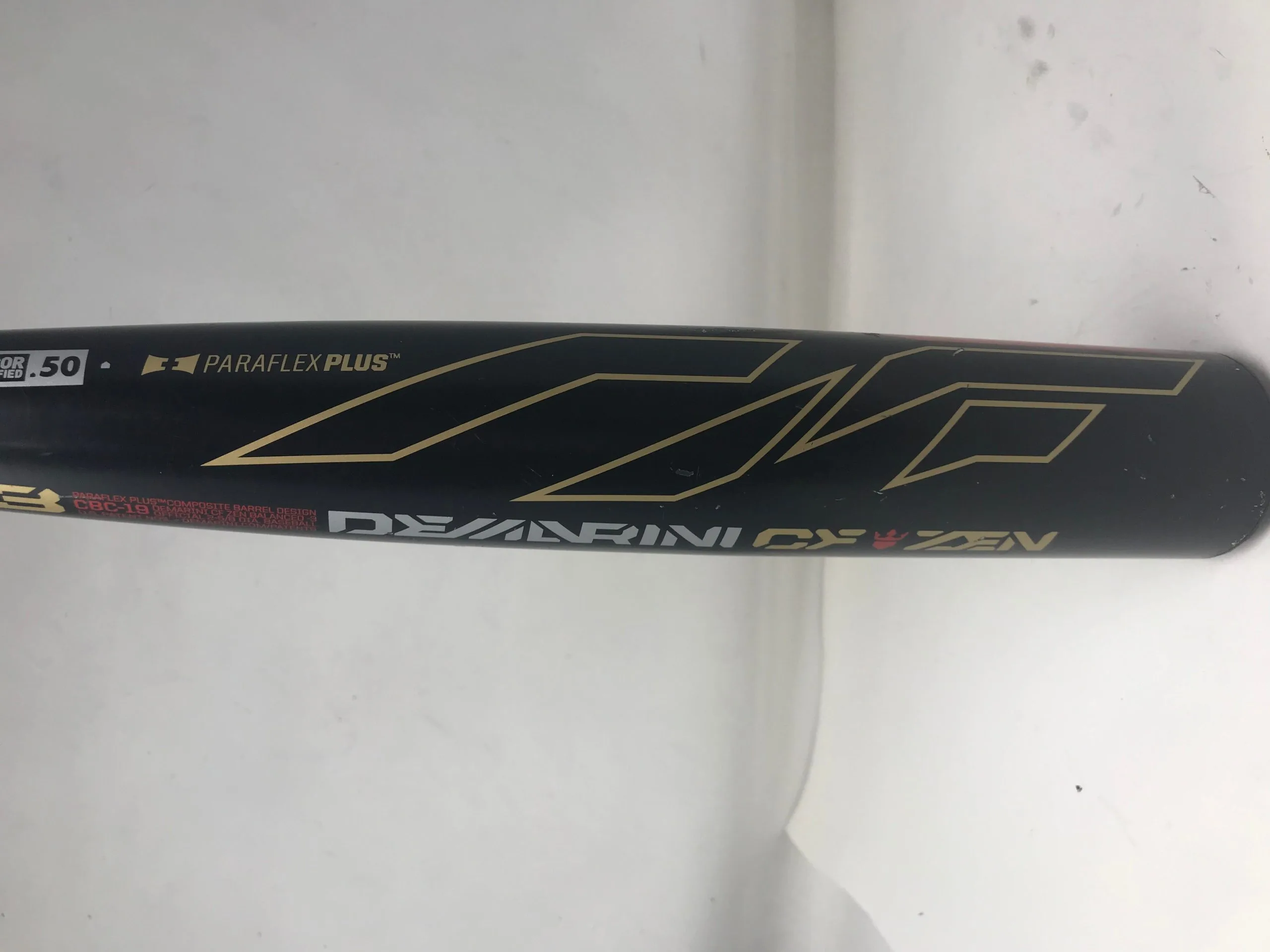 Used DeMarini CBC-19 30/27 CF Zen BBCOR Baseball Bat 2 5/8" 2019 Black/Red 2 Used DeMarini CBC-19 30/27 CF Zen BBCOR Baseball Bat 2 5/8" 2019 Black/Red - Image 2