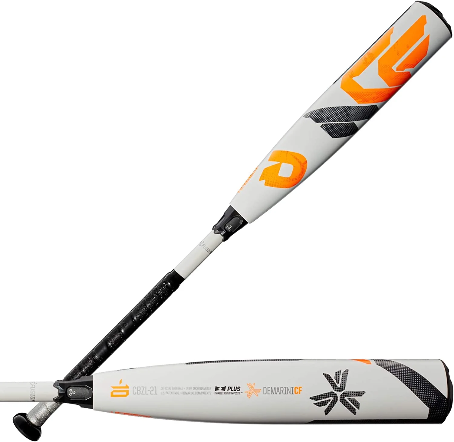 New Demarini CF (-10) USSSA Baseball Bat- 2 3/4" Barrel White/Orange 1 New Demarini CF (-10) USSSA Baseball Bat- 2 3/4" Barrel White/Orange